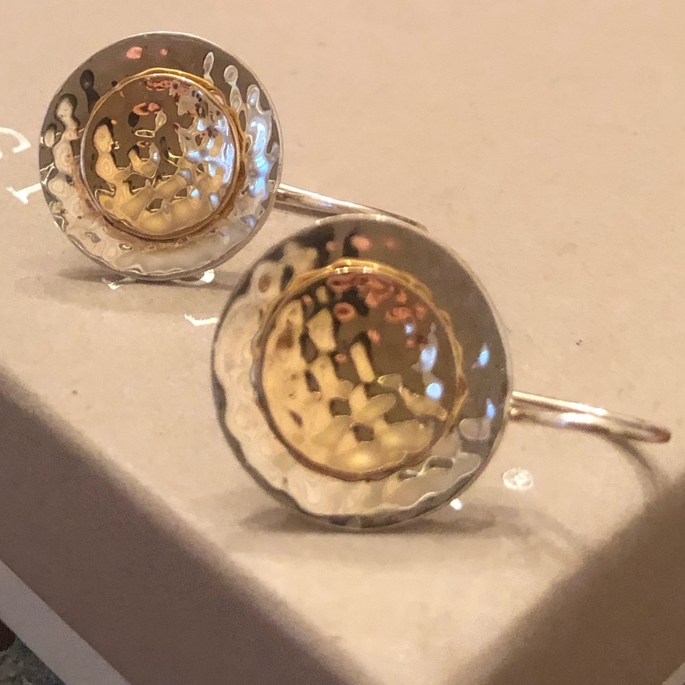 Rare Silpada Sterling Silver 14K Gold Plated Round Disc Earrings W1367 - Picture 12 of 14